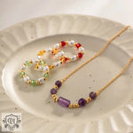 18K Gold Purple Crystal Pendant Necklace - QH Clothing