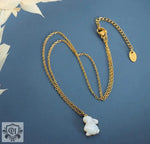 18K Gold Rabbit Gemstone Pendant Necklace - QH Clothing