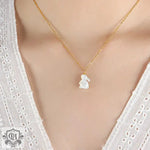 18K Gold Rabbit Gemstone Pendant Necklace - QH Clothing