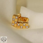 18K Gold Rectangular Diamond Earrings - QH Clothing