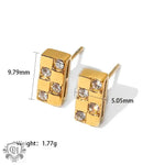 18K Gold Rectangular Diamond Earrings - QH Clothing