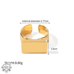 18k gold fashionable simple rectangular design versatile ring - QH Clothing