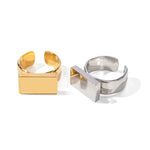 18k gold fashionable simple rectangular design versatile ring - QH Clothing