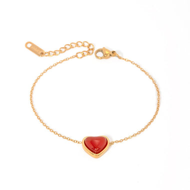 18K gold light luxury and noble love inlaid red agate design bracelet - QH Clothing