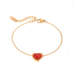 18K gold light luxury and noble love inlaid red agate design bracelet - QH Clothing