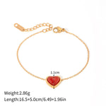 18K gold light luxury and noble love inlaid red agate design bracelet - QH Clothing