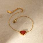 18K gold light luxury and noble love inlaid red agate design bracelet - QH Clothing