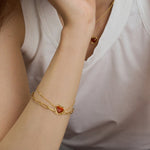 18K gold light luxury and noble love inlaid red agate design bracelet - QH Clothing