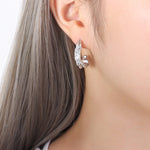 18K Gold Retro Simple Hollow C-shaped Embossed Design Versatile Earrings - QH Clothing