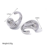 18k gold classic retro drop-shaped earrings with striped design - QH Clothing