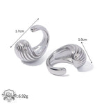 18k gold classic retro drop-shaped earrings with striped design - QH Clothing