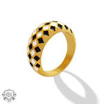 18K Gold Rhombus Checkerboard Ring - QH Clothing