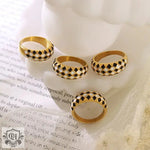 18K Gold Rhombus Checkerboard Ring - QH Clothing