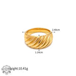 Gold-colored textured 18K Gold Ribbed Ring showcasing elegant craftsmanship