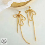 18K Gold Rice Bead Tassel Earrings - QH Clothing