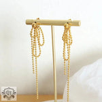 18K Gold Rice Bead Tassel Earrings - QH Clothing