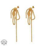 18K Gold Rice Bead Tassel Earrings - QH Clothing