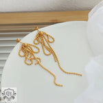 18K Gold Rice Bead Tassel Earrings - QH Clothing