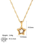 18K Gold Ripple Chain Necklace with Inlaid Star - QH Clothing