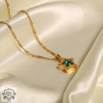 18K Gold Ripple Chain Necklace with Inlaid Star - QH Clothing