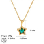 18K Gold Ripple Chain Necklace with Inlaid Star - QH Clothing