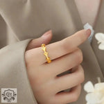 18K Gold Ripple Design Jointed Ring - QH Clothing