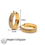 18K Gold Ripple Inlaid Zircon Earrings featuring gold hoop design with crystal accents