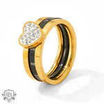 18K Gold Roman Numeral Heart Diamond Ring - QH Clothing