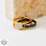 18K Gold Roman Numeral Heart Diamond Ring - QH Clothing