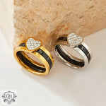 18K Gold Roman Numeral Heart Diamond Ring - QH Clothing