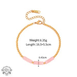 18K Gold Rose Quartz Pendant Necklace & Bracelet - QH Clothing