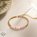 18K Gold Rose Quartz Pendant Necklace & Bracelet - QH Clothing