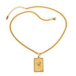 18K Gold Exquisite Fashion Rectangular Rose Tag Design Necklace - QH Clothing