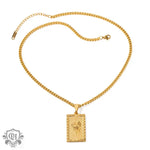 18K Gold Exquisite Fashion Rectangular Rose Tag Design Necklace - QH Clothing