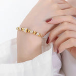 18K Gold Round Bead Inlaid Bracelet - QH Clothing