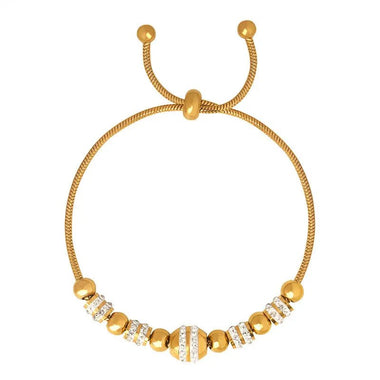 18K Gold Round Bead Inlaid Bracelet - QH Clothing