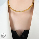 18k Gold Round Inlaid Zircon Bead Bracelet & Necklace - QH Clothing