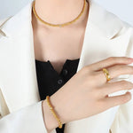 18k Gold Round Inlaid Zircon Bead Bracelet & Necklace - QH Clothing