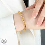 18k Gold Round Inlaid Zircon Bead Bracelet & Necklace - QH Clothing