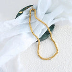 18k Gold Round Inlaid Zircon Bead Bracelet & Necklace - QH Clothing