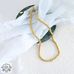 18k Gold Round Inlaid Zircon Bead Bracelet & Necklace - QH Clothing