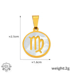 Gold Virgo zodiac pendant from 18K gold round pendant collection