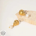 18K Gold Seashell Pearl Earrings - QH Clothing