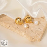 18K Gold Seashell Pearl Earrings - QH Clothing