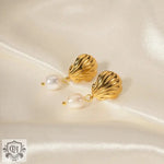 18K Gold Seashell Pearl Earrings - QH Clothing