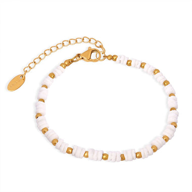 18K gold trendy simple beaded and shell design versatile bracelet - QH Clothing