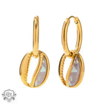 18K Gold Shell-Shaped Pendant Earrings - QH Clothing