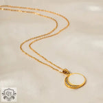 18K Gold Shell Sun and Zircon Moon Necklace - QH Clothing