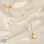 18K Gold Shell Sun and Zircon Moon Necklace - QH Clothing