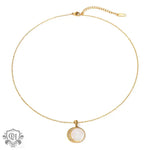 18K Gold Shell Sun and Zircon Moon Necklace - QH Clothing